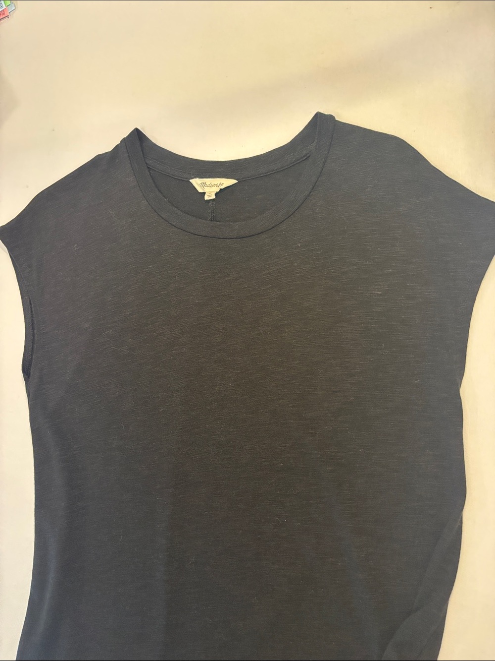 Madewell Women’s Black Cap-Sleeve Muscle Tee side Slits Midi Dress. Medium - Picture 3 of 8